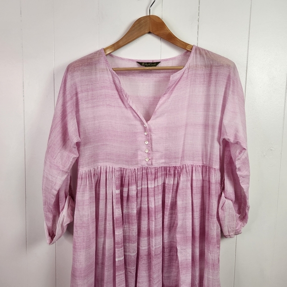 April Cornell Pink Sheer Maxi Dress Cotton Nightgown Cottagecore Whimsy Size XS - Picture 2 of 8